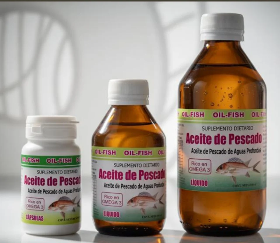 Aceite de pescado: fotografías de sus envases en el catálogo